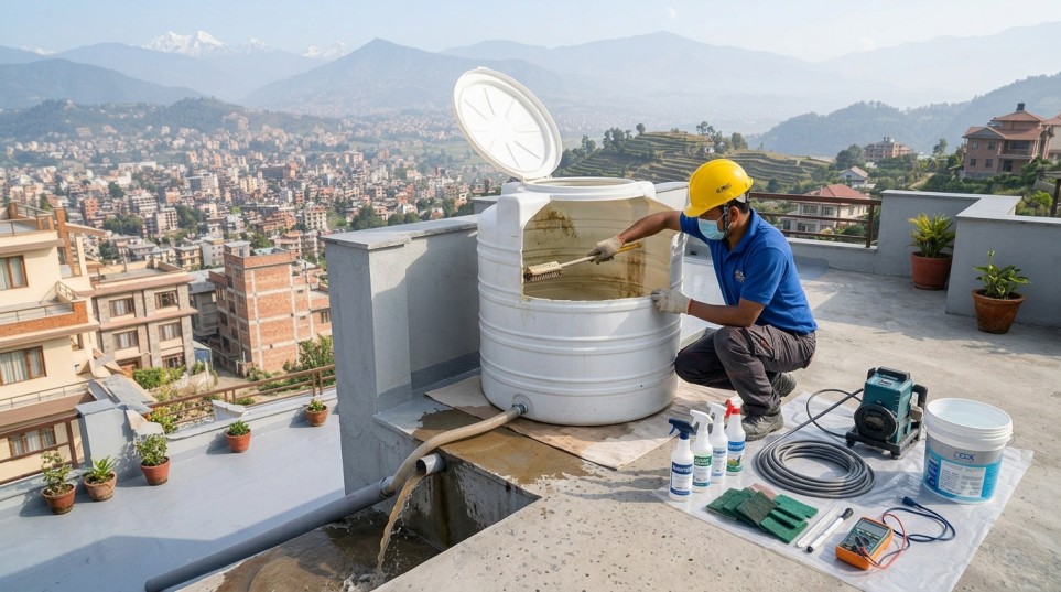 Overhead Water Tank Cleaning